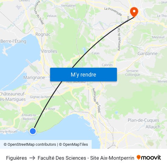Figuières to Faculté Des Sciences - Site Aix-Montperrin map