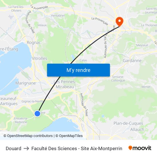 Douard to Faculté Des Sciences - Site Aix-Montperrin map