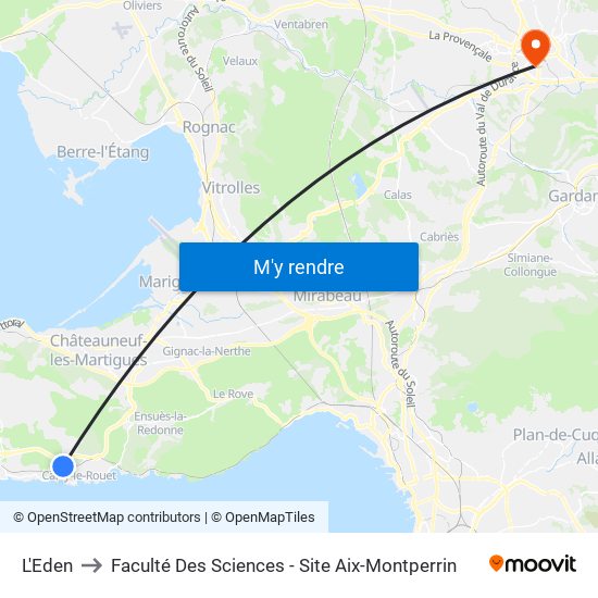 L'Eden to Faculté Des Sciences - Site Aix-Montperrin map