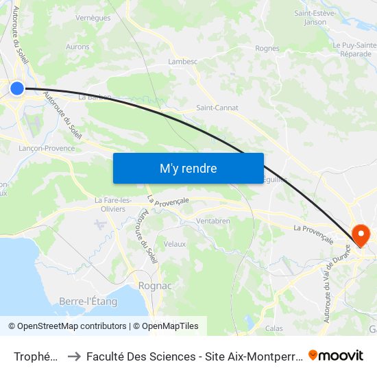 Trophées to Faculté Des Sciences - Site Aix-Montperrin map