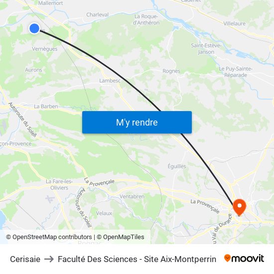 Cerisaie to Faculté Des Sciences - Site Aix-Montperrin map