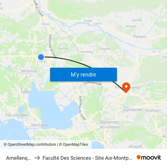 Amellenque to Faculté Des Sciences - Site Aix-Montperrin map