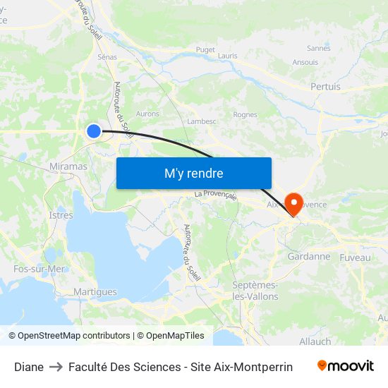 Diane to Faculté Des Sciences - Site Aix-Montperrin map