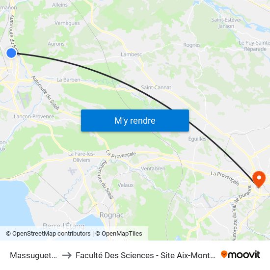 Massuguettes to Faculté Des Sciences - Site Aix-Montperrin map