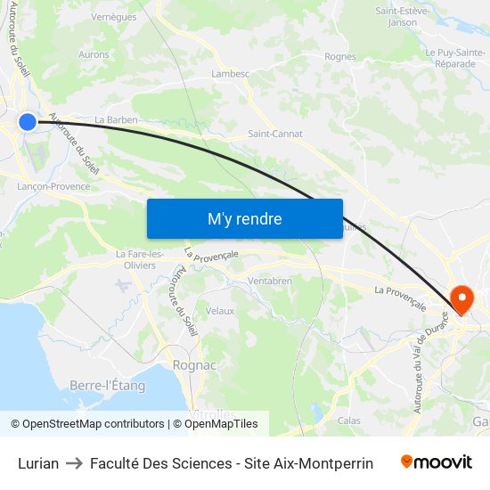 Lurian to Faculté Des Sciences - Site Aix-Montperrin map