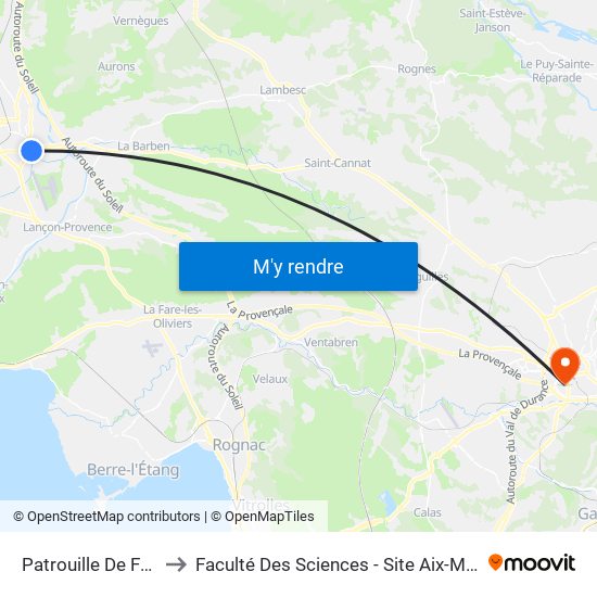 Patrouille De France to Faculté Des Sciences - Site Aix-Montperrin map