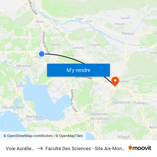 Voie Aurélienne to Faculté Des Sciences - Site Aix-Montperrin map