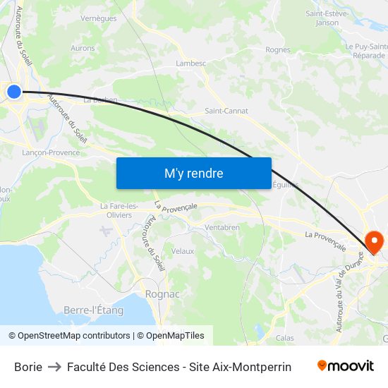 Borie to Faculté Des Sciences - Site Aix-Montperrin map
