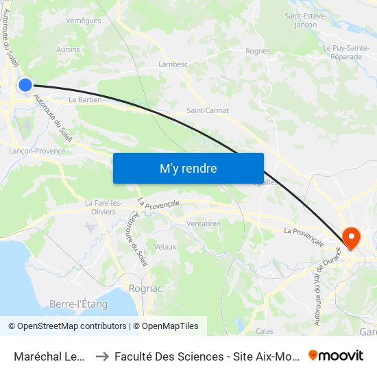 Maréchal Leclerc to Faculté Des Sciences - Site Aix-Montperrin map