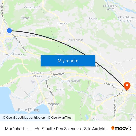 Maréchal Leclerc to Faculté Des Sciences - Site Aix-Montperrin map