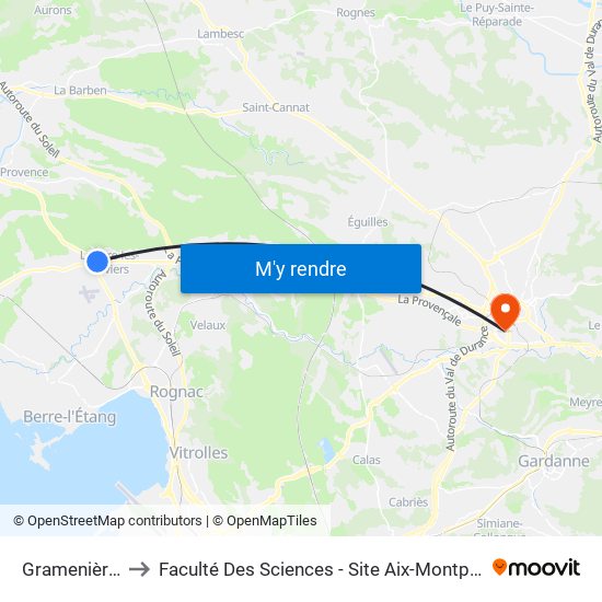 Gramenières to Faculté Des Sciences - Site Aix-Montperrin map