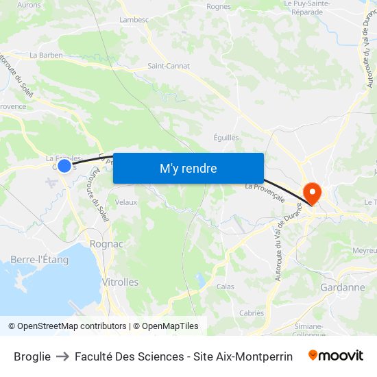 Broglie to Faculté Des Sciences - Site Aix-Montperrin map
