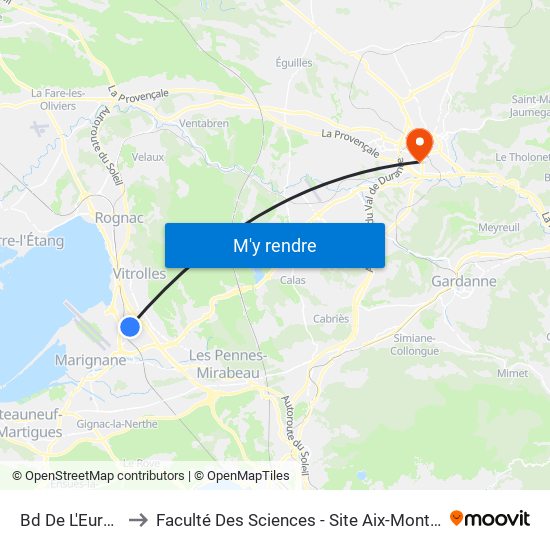 Bd De L'Europe to Faculté Des Sciences - Site Aix-Montperrin map