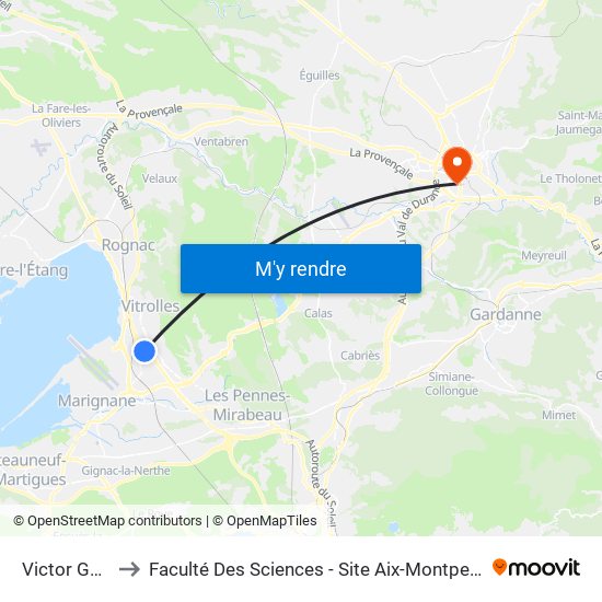 Victor Gélu to Faculté Des Sciences - Site Aix-Montperrin map