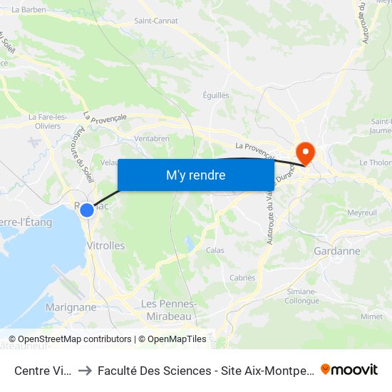 Centre Ville to Faculté Des Sciences - Site Aix-Montperrin map