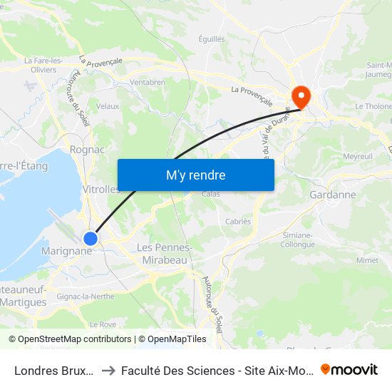 Londres Bruxelles to Faculté Des Sciences - Site Aix-Montperrin map