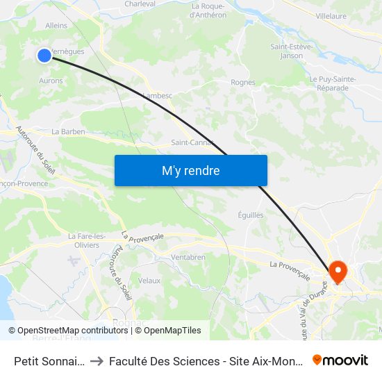Petit Sonnailler to Faculté Des Sciences - Site Aix-Montperrin map