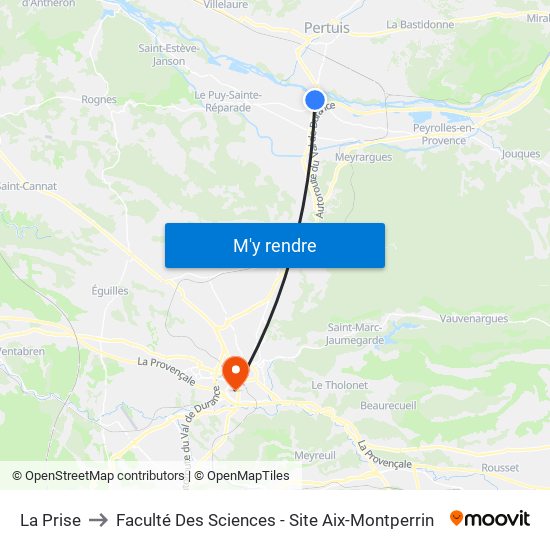 La Prise to Faculté Des Sciences - Site Aix-Montperrin map