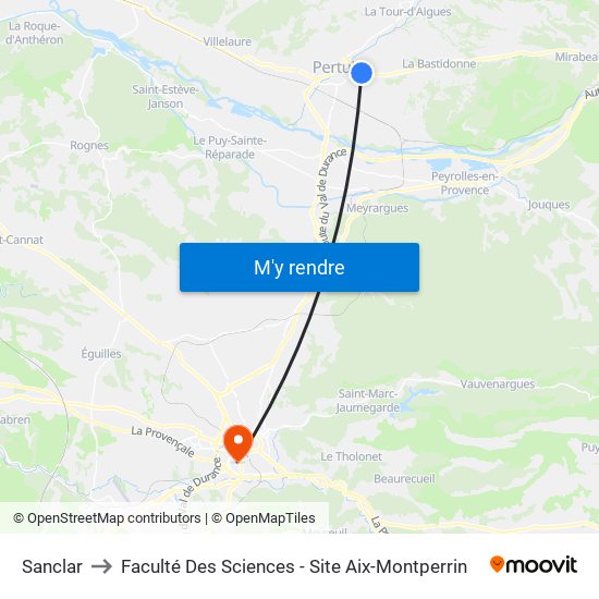 Sanclar to Faculté Des Sciences - Site Aix-Montperrin map