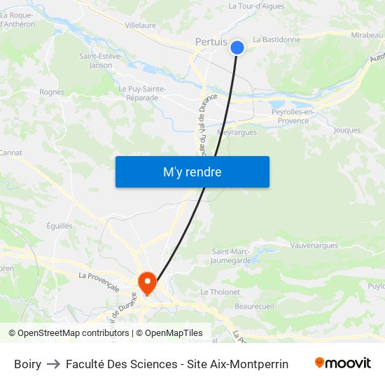 Boiry to Faculté Des Sciences - Site Aix-Montperrin map