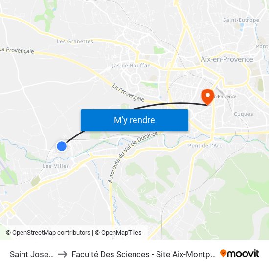 Saint Joseph to Faculté Des Sciences - Site Aix-Montperrin map