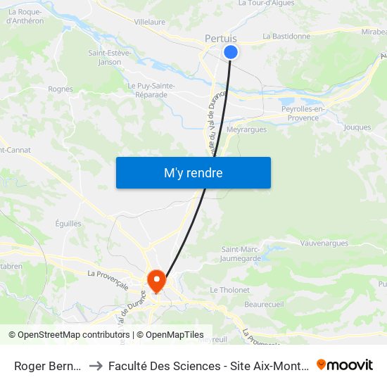 Roger Bernard to Faculté Des Sciences - Site Aix-Montperrin map
