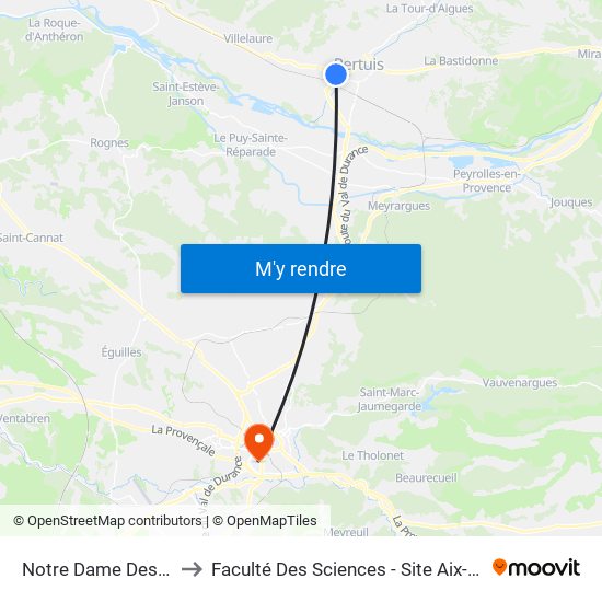 Notre Dame Des Anges to Faculté Des Sciences - Site Aix-Montperrin map