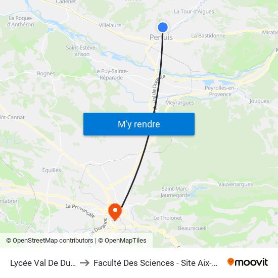 Lycée Val De Durance to Faculté Des Sciences - Site Aix-Montperrin map