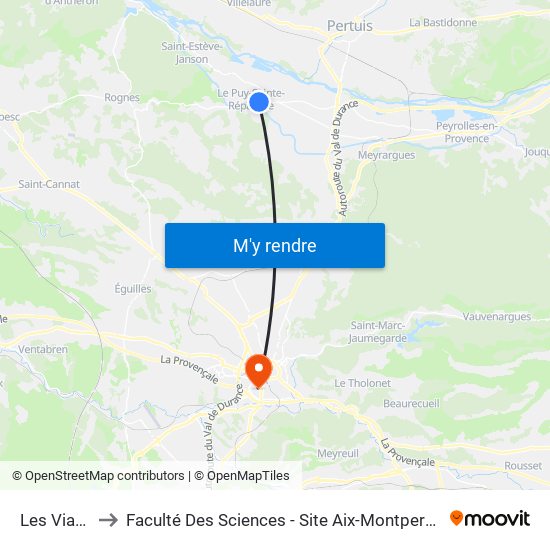 Les Viaux to Faculté Des Sciences - Site Aix-Montperrin map