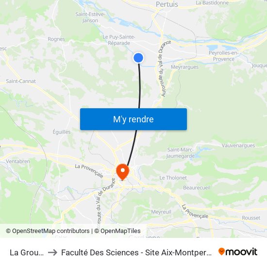 La Groule to Faculté Des Sciences - Site Aix-Montperrin map