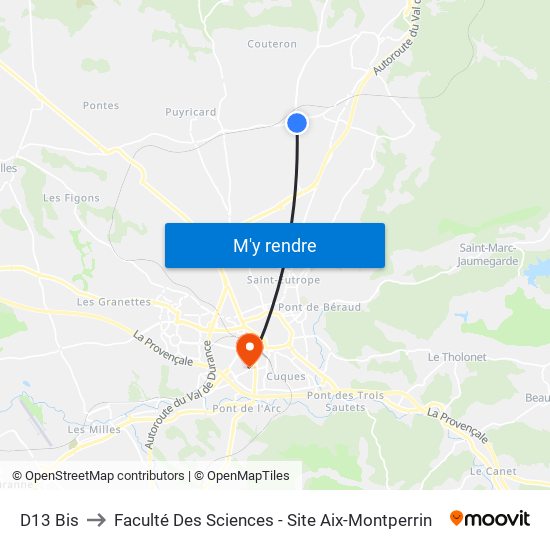 D13 Bis to Faculté Des Sciences - Site Aix-Montperrin map