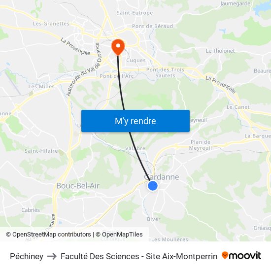 Péchiney to Faculté Des Sciences - Site Aix-Montperrin map