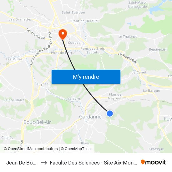 Jean De Bouc 2 to Faculté Des Sciences - Site Aix-Montperrin map
