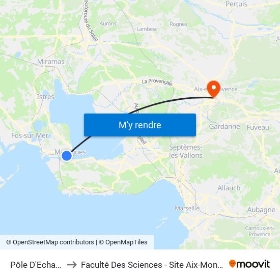 Pôle D'Echange to Faculté Des Sciences - Site Aix-Montperrin map