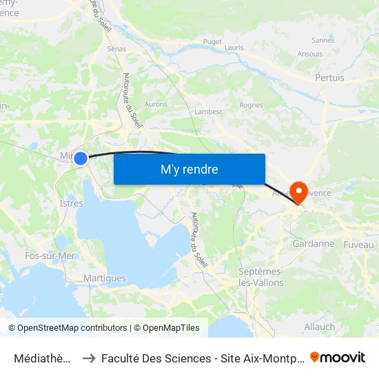 Médiathèque to Faculté Des Sciences - Site Aix-Montperrin map