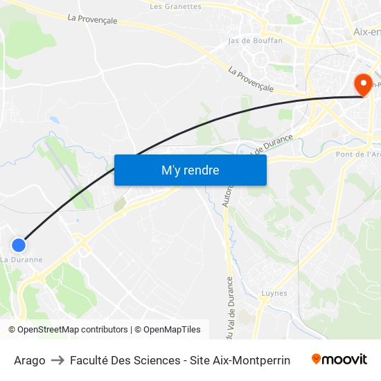 Arago to Faculté Des Sciences - Site Aix-Montperrin map