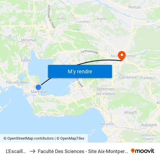 L'Escaillon to Faculté Des Sciences - Site Aix-Montperrin map