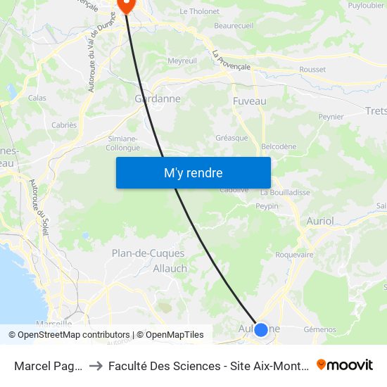 Marcel Pagnol to Faculté Des Sciences - Site Aix-Montperrin map