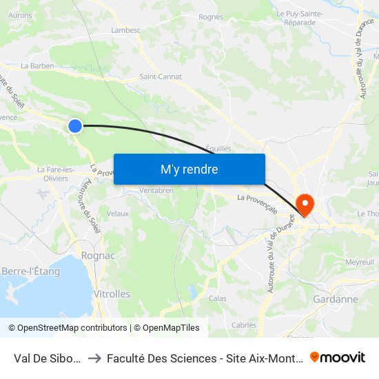 Val De Sibourg to Faculté Des Sciences - Site Aix-Montperrin map