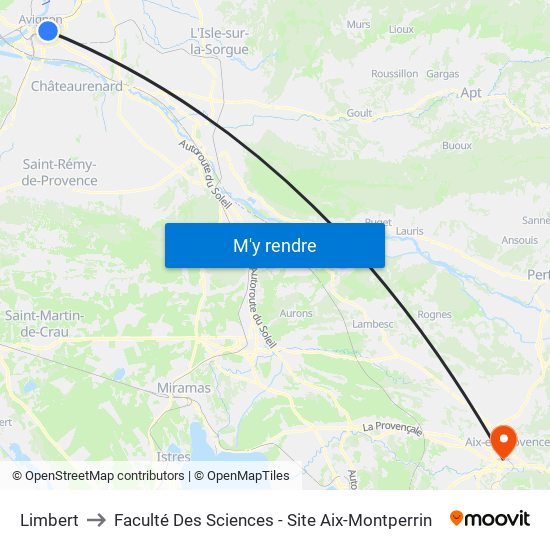 Limbert to Faculté Des Sciences - Site Aix-Montperrin map