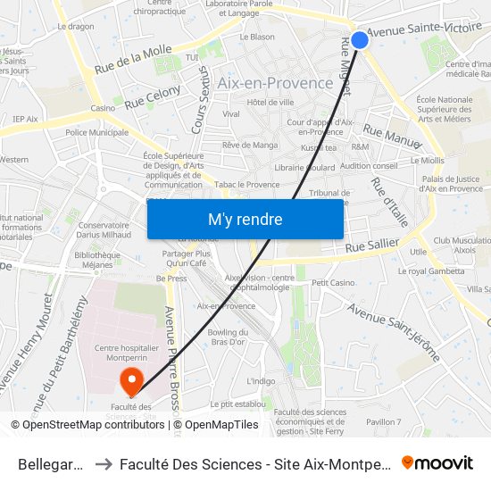 Bellegarde to Faculté Des Sciences - Site Aix-Montperrin map