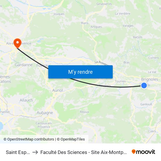Saint Esprit to Faculté Des Sciences - Site Aix-Montperrin map