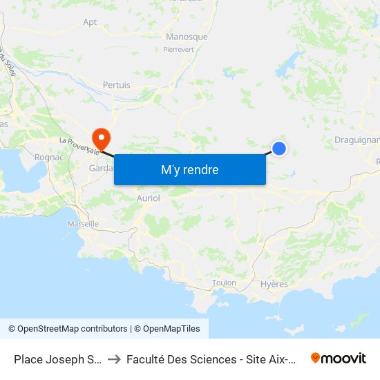 Place Joseph Sigaud to Faculté Des Sciences - Site Aix-Montperrin map
