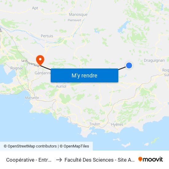 Coopérative - Entrecasteaux to Faculté Des Sciences - Site Aix-Montperrin map