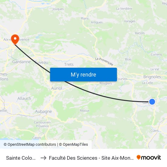 Sainte Colombe to Faculté Des Sciences - Site Aix-Montperrin map