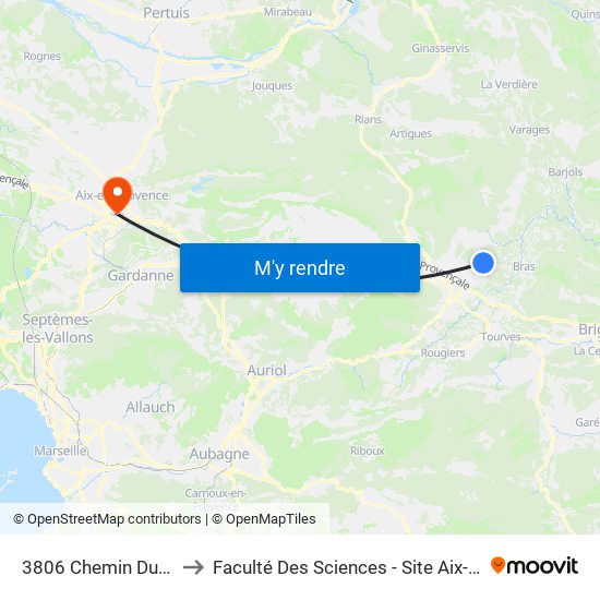 3806 Chemin Du Moulin to Faculté Des Sciences - Site Aix-Montperrin map