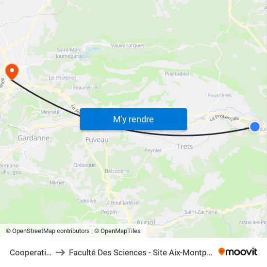 Cooperative to Faculté Des Sciences - Site Aix-Montperrin map