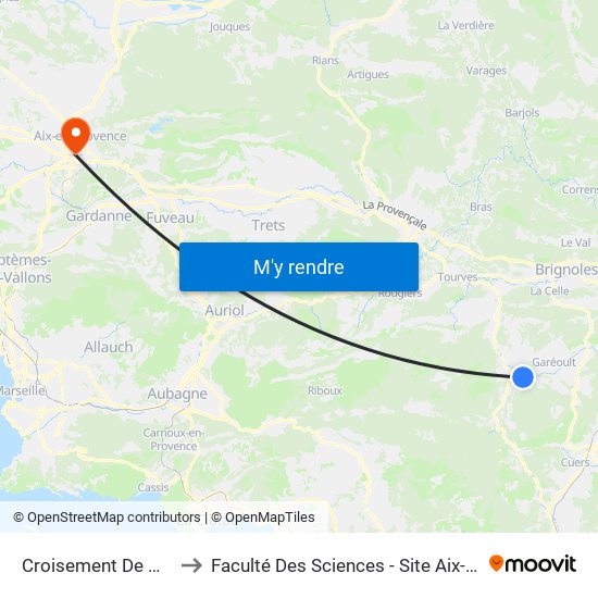 Croisement De Neoules to Faculté Des Sciences - Site Aix-Montperrin map