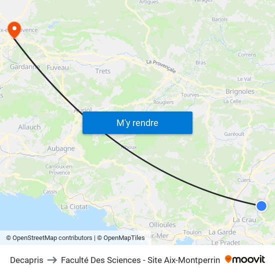 Decapris to Faculté Des Sciences - Site Aix-Montperrin map