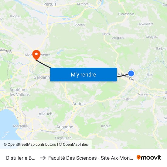 Distillerie Bazar to Faculté Des Sciences - Site Aix-Montperrin map